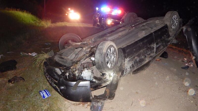 Authorities said the driver of this car was charged with driving under the influence after...