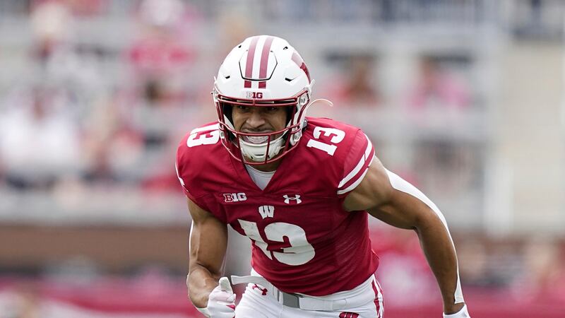 Wisconsin wide receiver Chimere Dike (13) against Georgia Southern during an NCAA football...