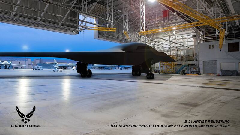 The B-21 Raider will be rolled out of a hangar in Palmdale, Calif., during the first week of...