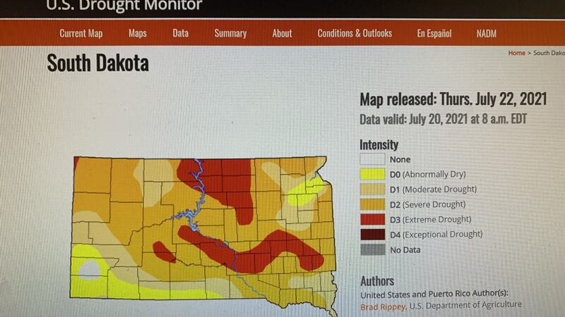 Current drought conditions across South Dakota.