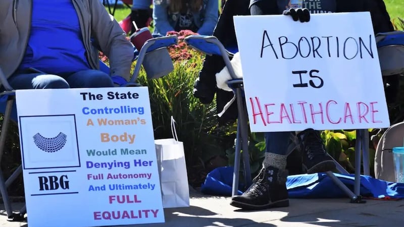 Pro-choice supporters gather at Fawick Park in Sioux Falls in 2022.