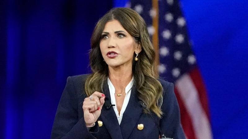 FILE - South Dakota Gov. Kristi Noem speaks in Orlando, Fla., Feb. 25, 2022.