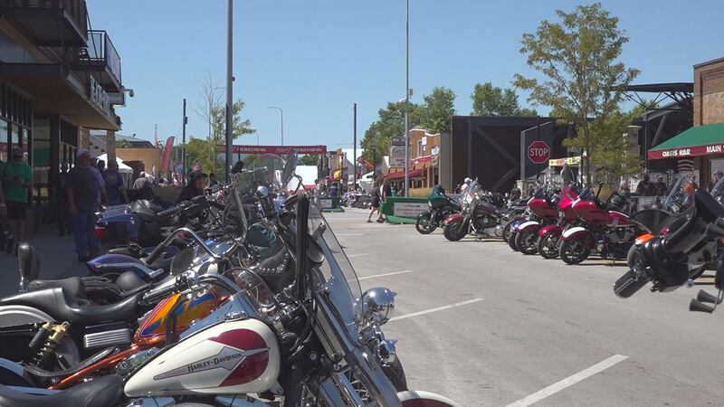 Packed Downtown Sturgis during the Rally.