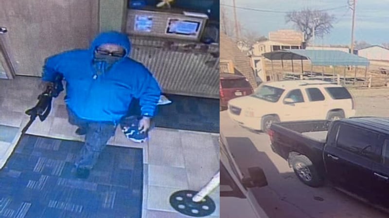 This is a surveillance image of the suspect in the Lakota Federal Credit Union robbery in Kyle.
