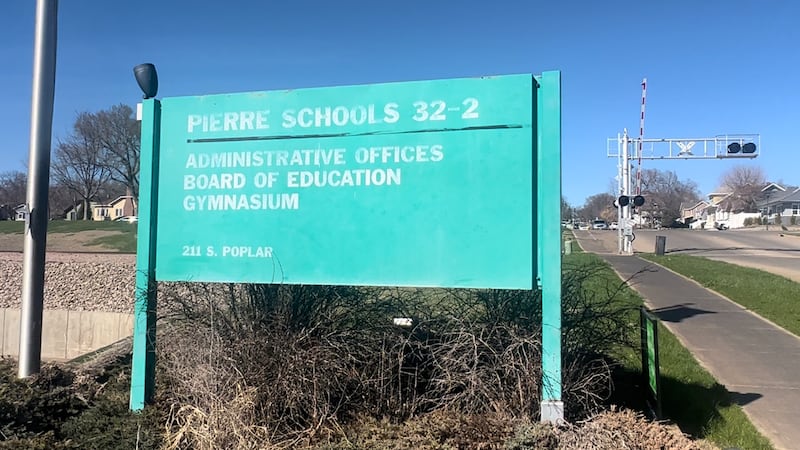 A sign for the Pierre School District's main offices.