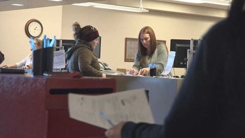 People getting in the line early for voting elections.